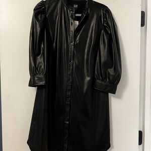 NWT Gap Black Mini leather (synthetic) dress